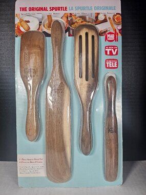 Mad Hungry The Original Spurtle 4 Piece Acadia Wood Kitchen Tool Set New